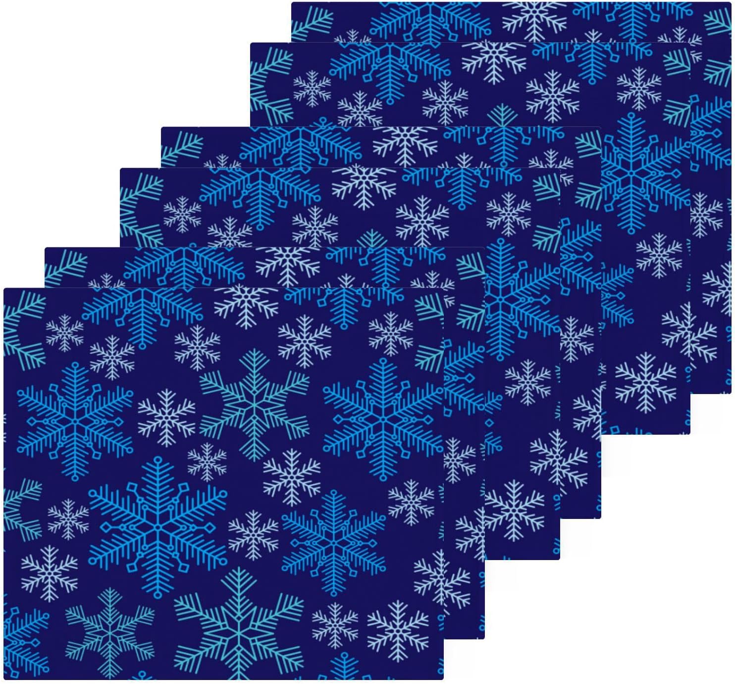 Blue Snowflake Washcloths Soft Cotton Face Towels - Reusable Washable 12x12