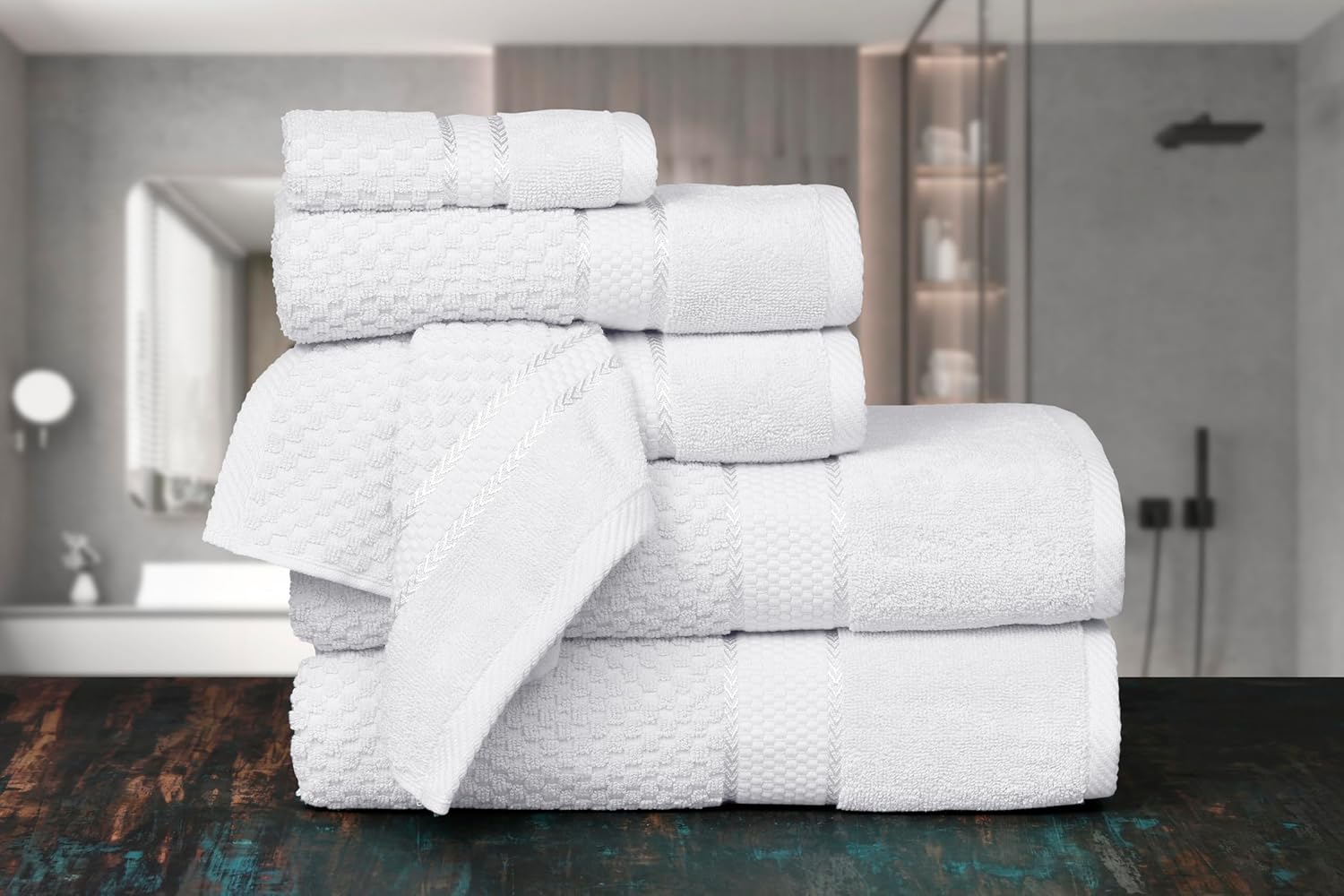 Ample Decor 6 Piece Towel Set - 100 Cotton Quick Dry