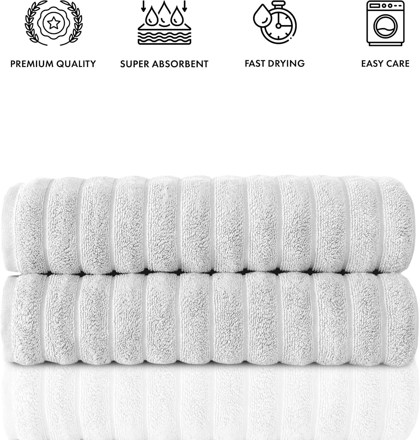 Luxury Turkish Cotton Bath Towels Set - 27x54
