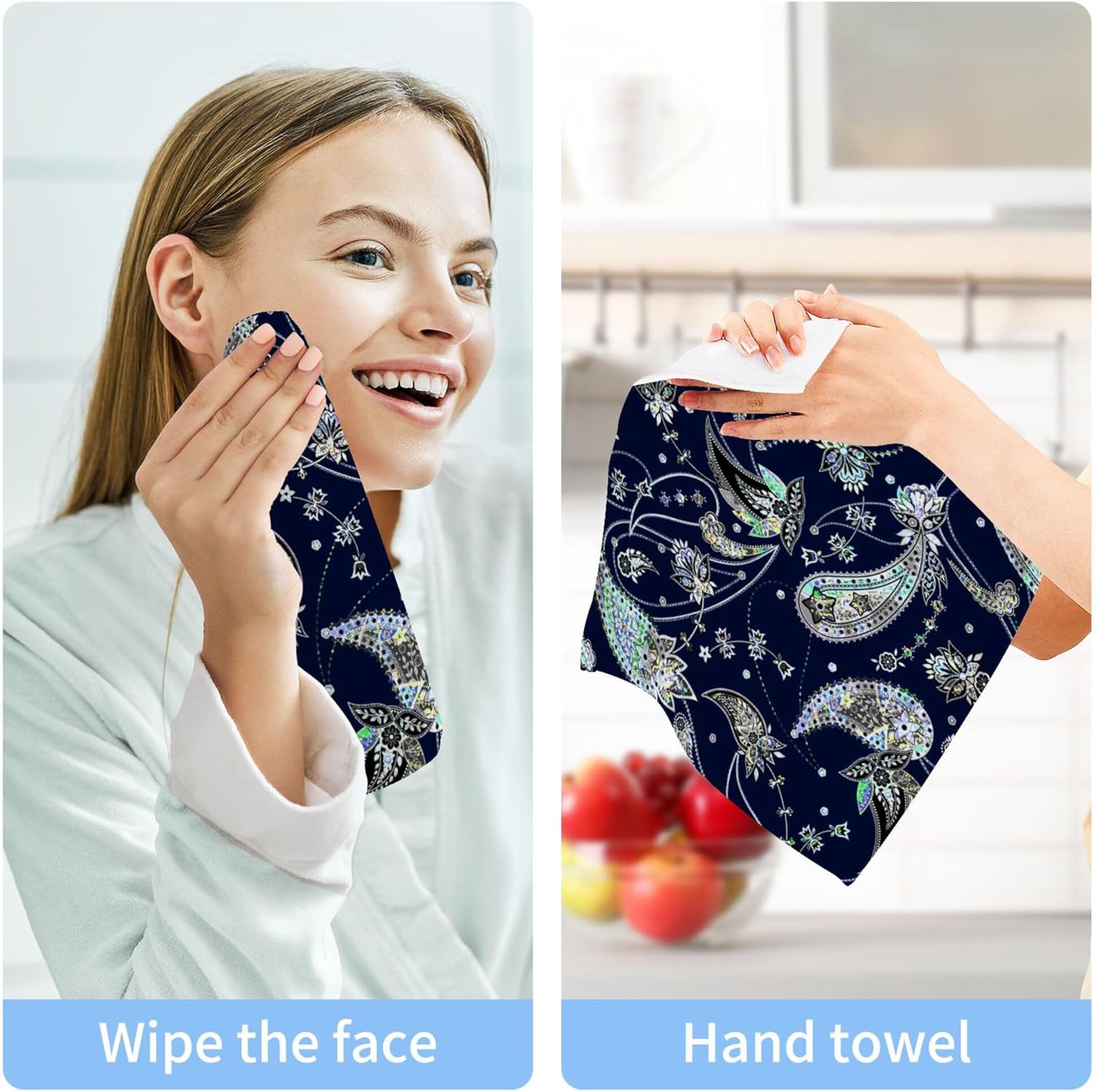 Paisley Washcloth Set for Fast Drying Perfect for Home Use