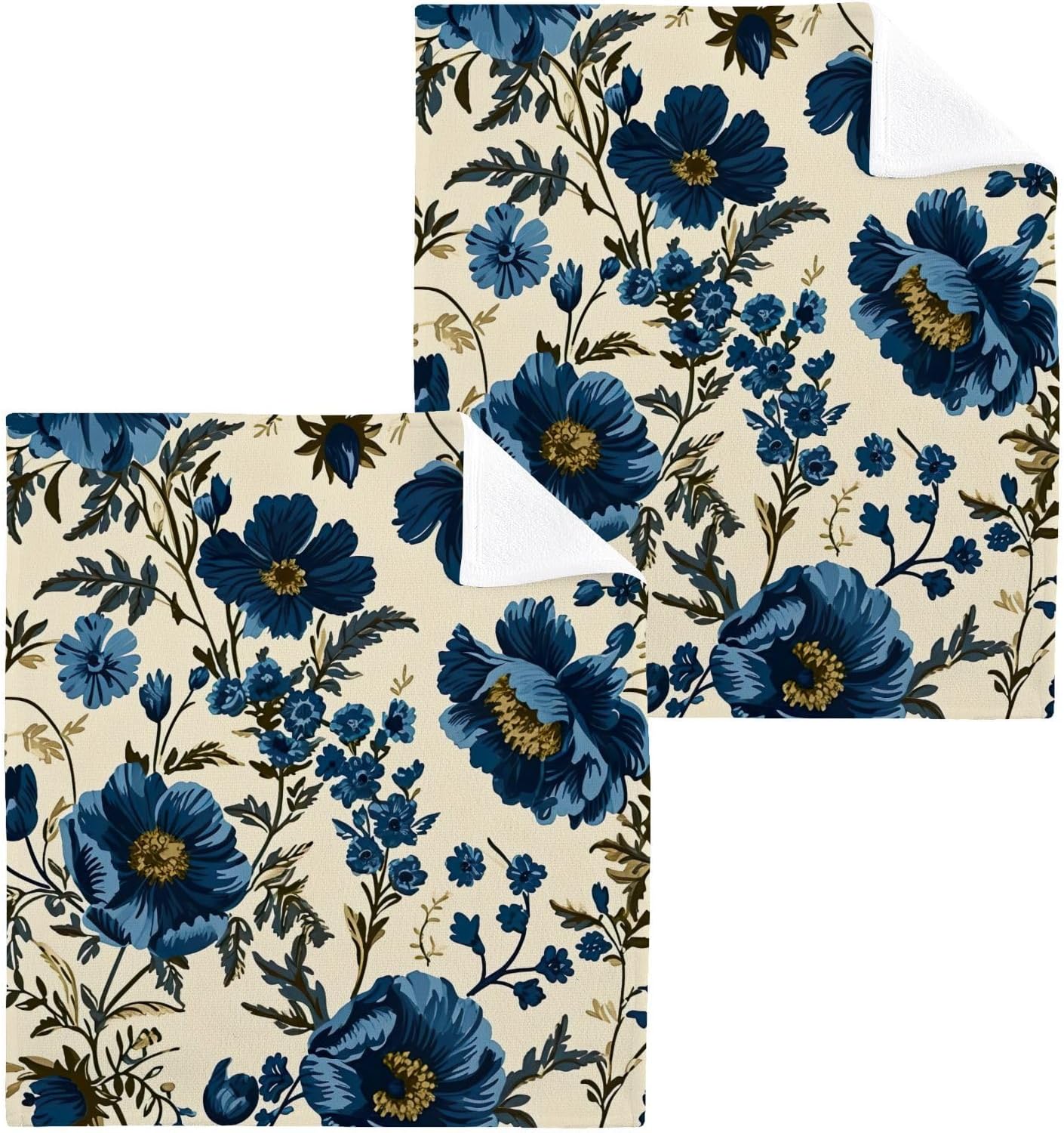 YETTASBIN Blue Flower Washcloths 2 Pack 1