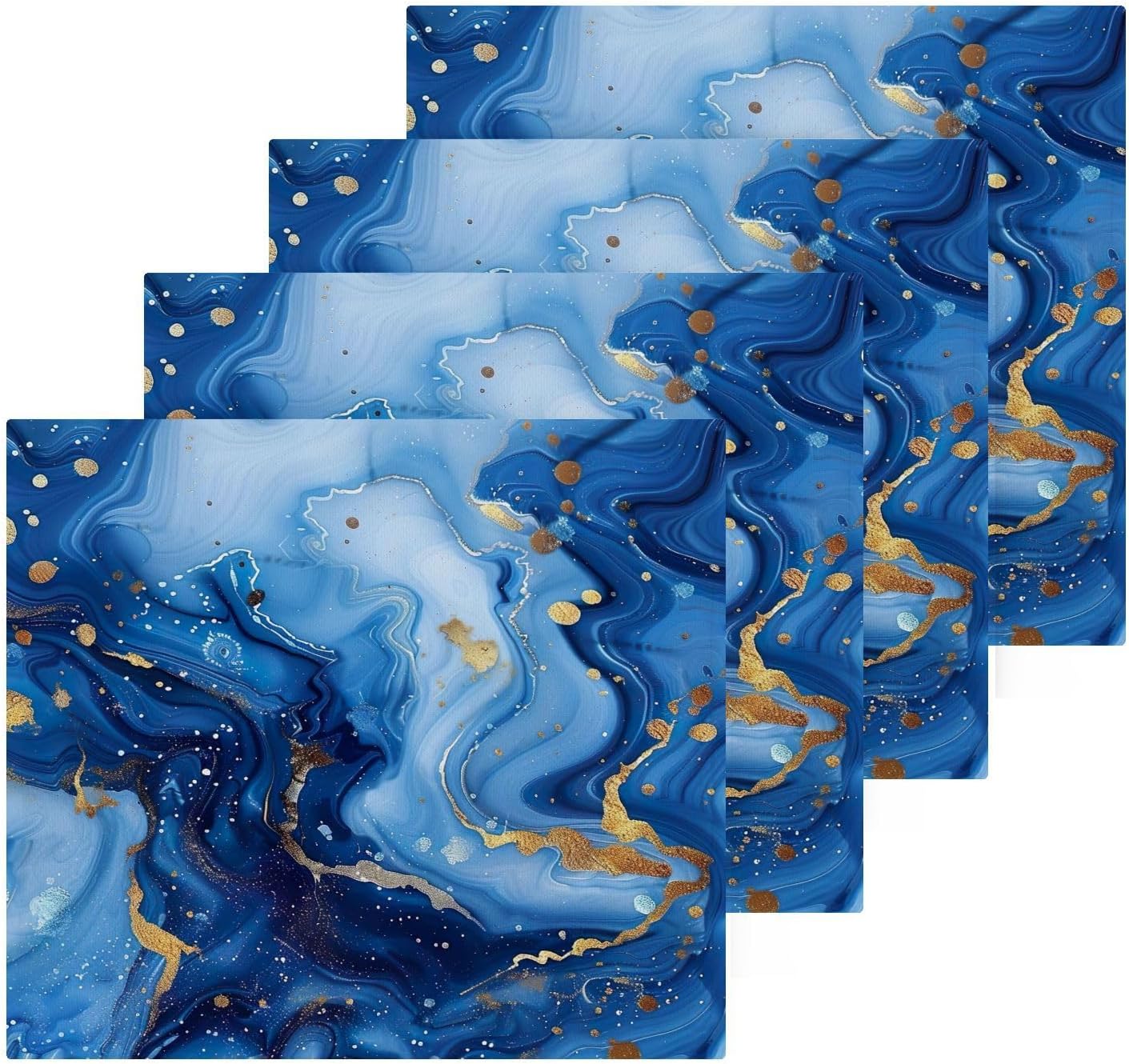 Blue Gold Marble Washcloths 2 Pack