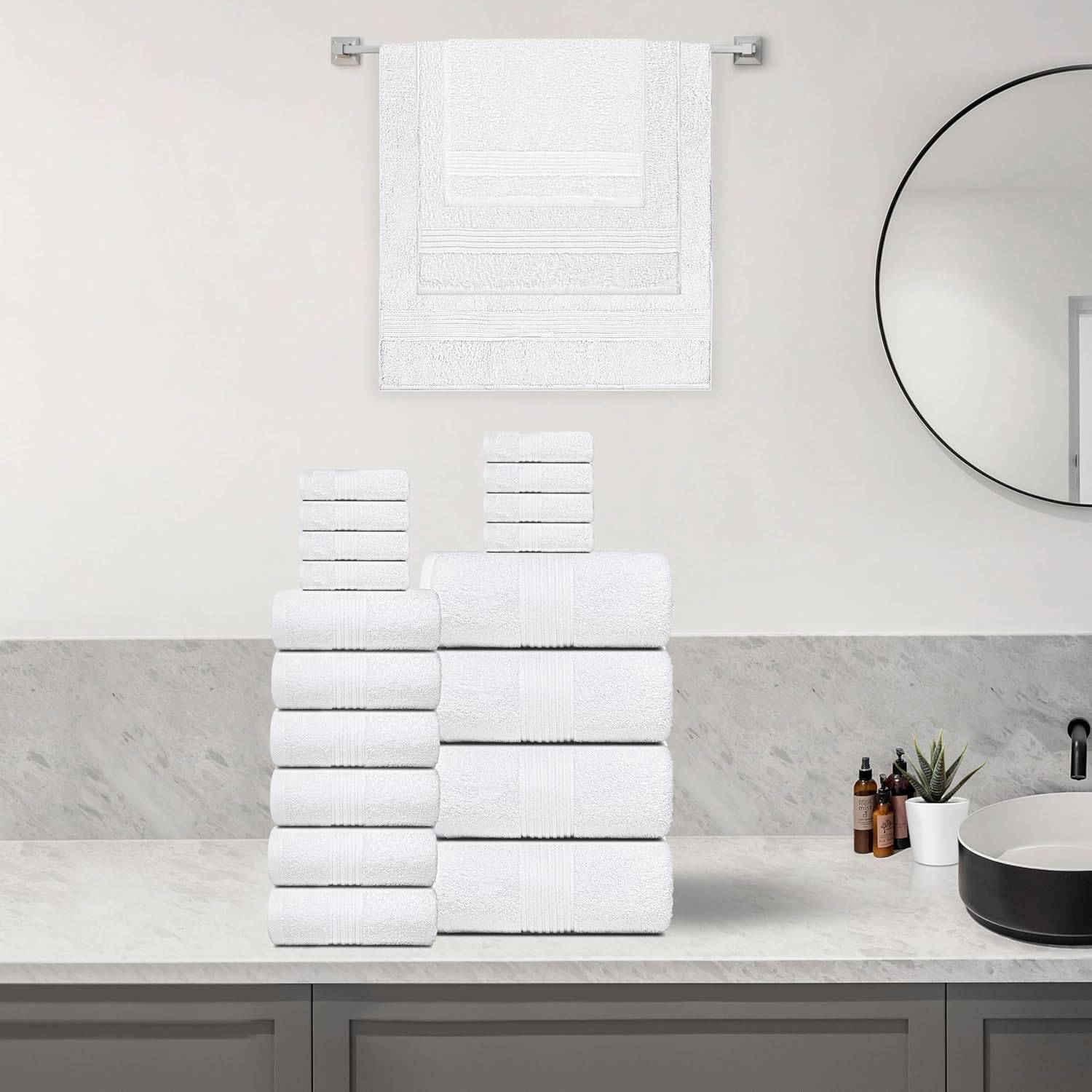 Dewall Maisons 18-Piece White Towel Set
