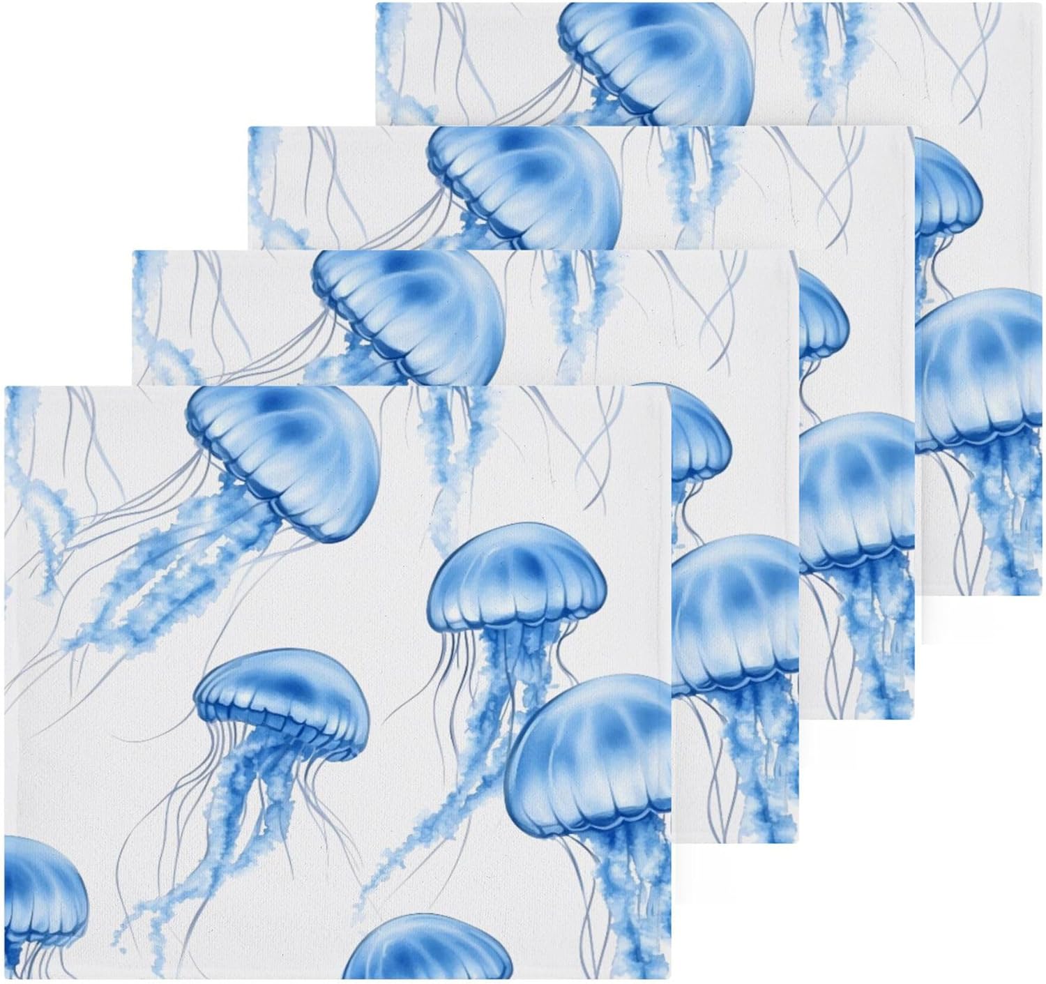 Xigua Watercolor Blue Jellyfish Washcloth Set