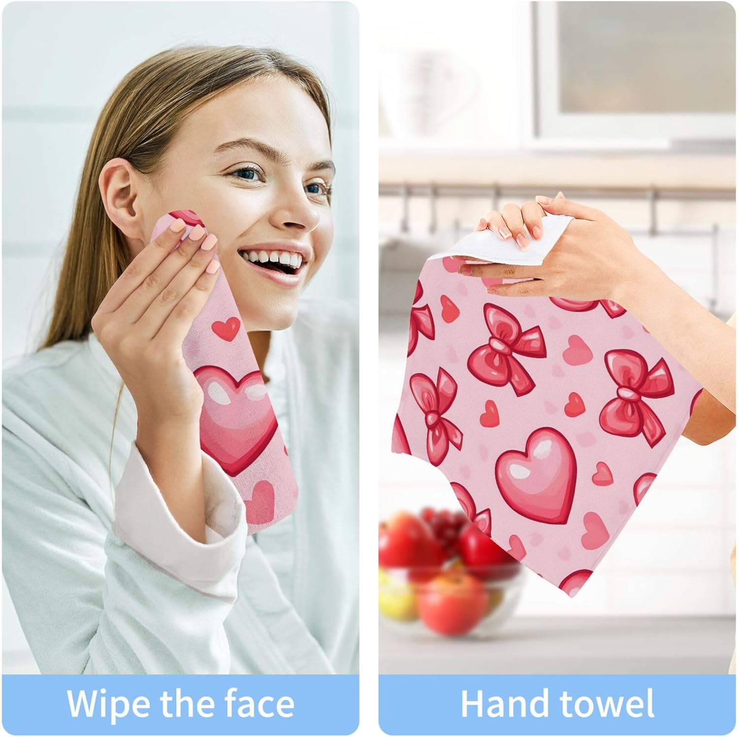 Xigua Hearts and Bows Premium Washcloth Set