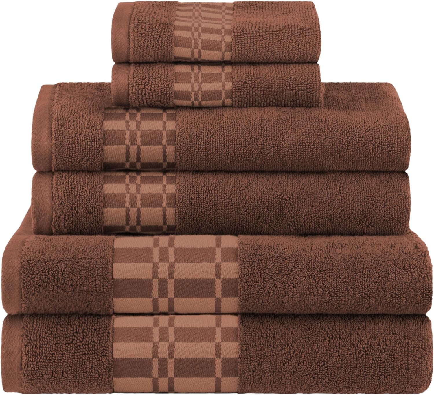 6-Piece Geometric Cotton Towels - Quick Dry Stylish