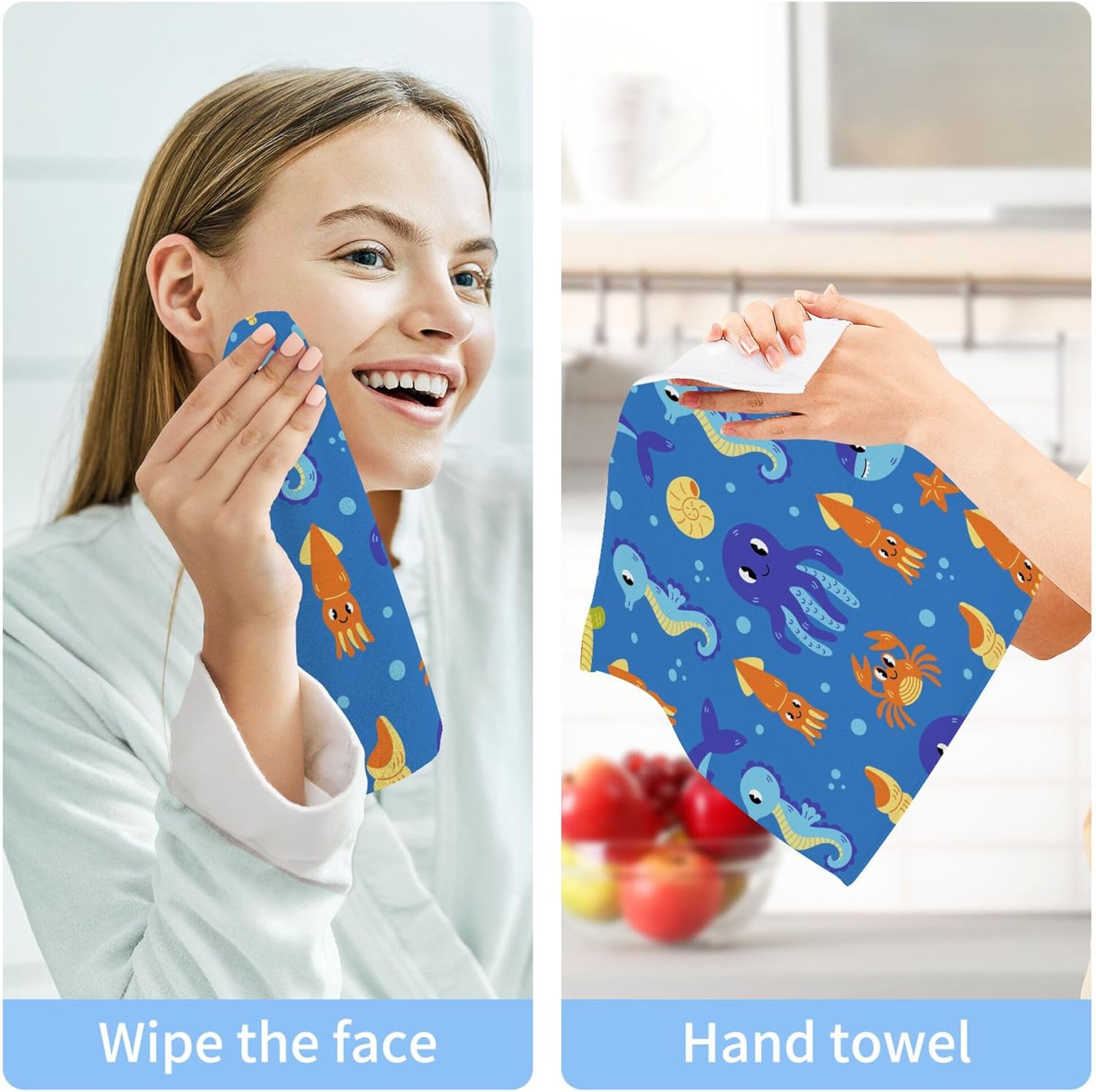 Xigua Underwater Sea Animals Washcloths Set of 2