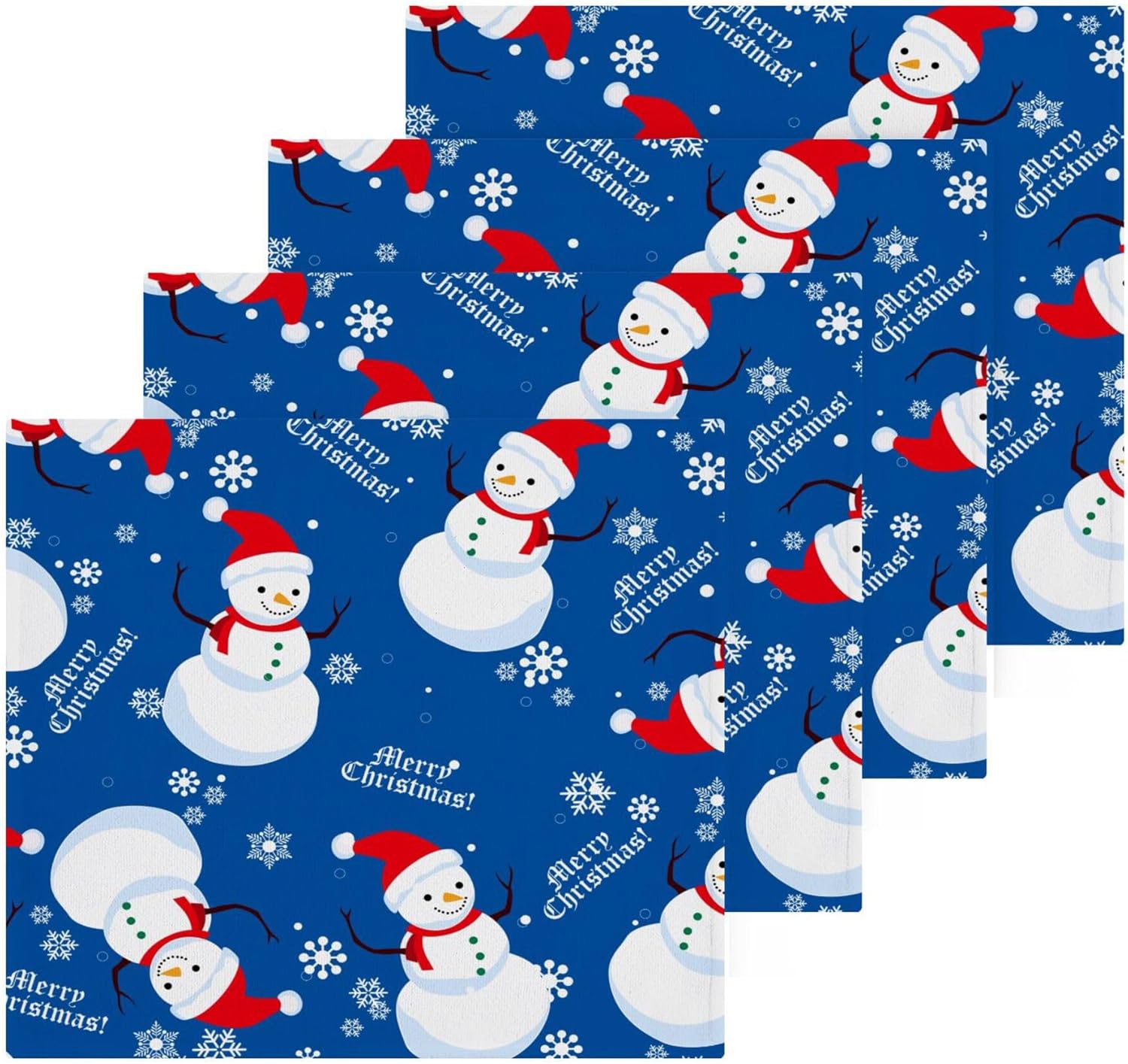 Xigua Christmas Snowman Washcloths Set of 2 12x12 Inch