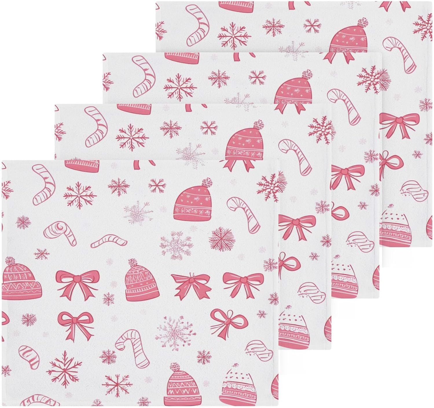 Xigua Christmas Bows Washcloths 12x12 Inch Set of 2