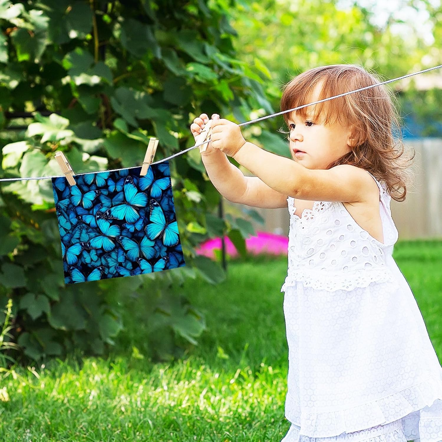 Blue Butterfly Washcloth Set Soft and Reusable