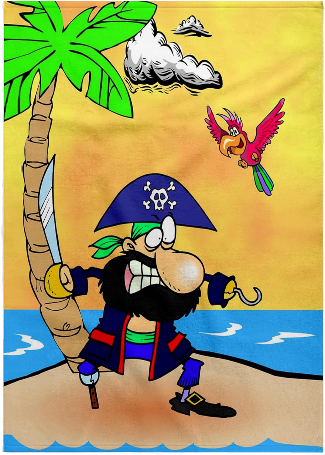 22x30 Bath Towel - Captain Hook Parrot Design - Terry Cotton Towel