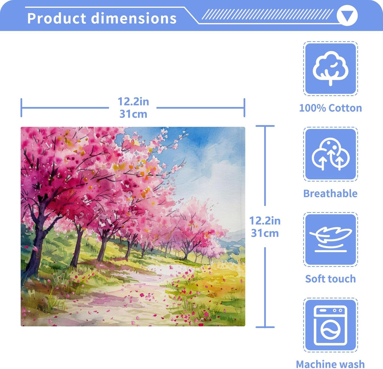 Xigua Peach Tree Washcloth Set 12x12 inch Fast Drying