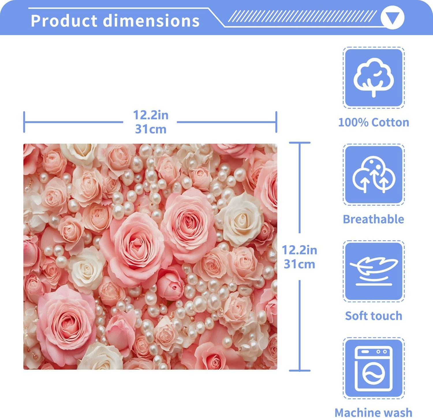 Xigua Roses and Pearls Washcloths Set of 2 1