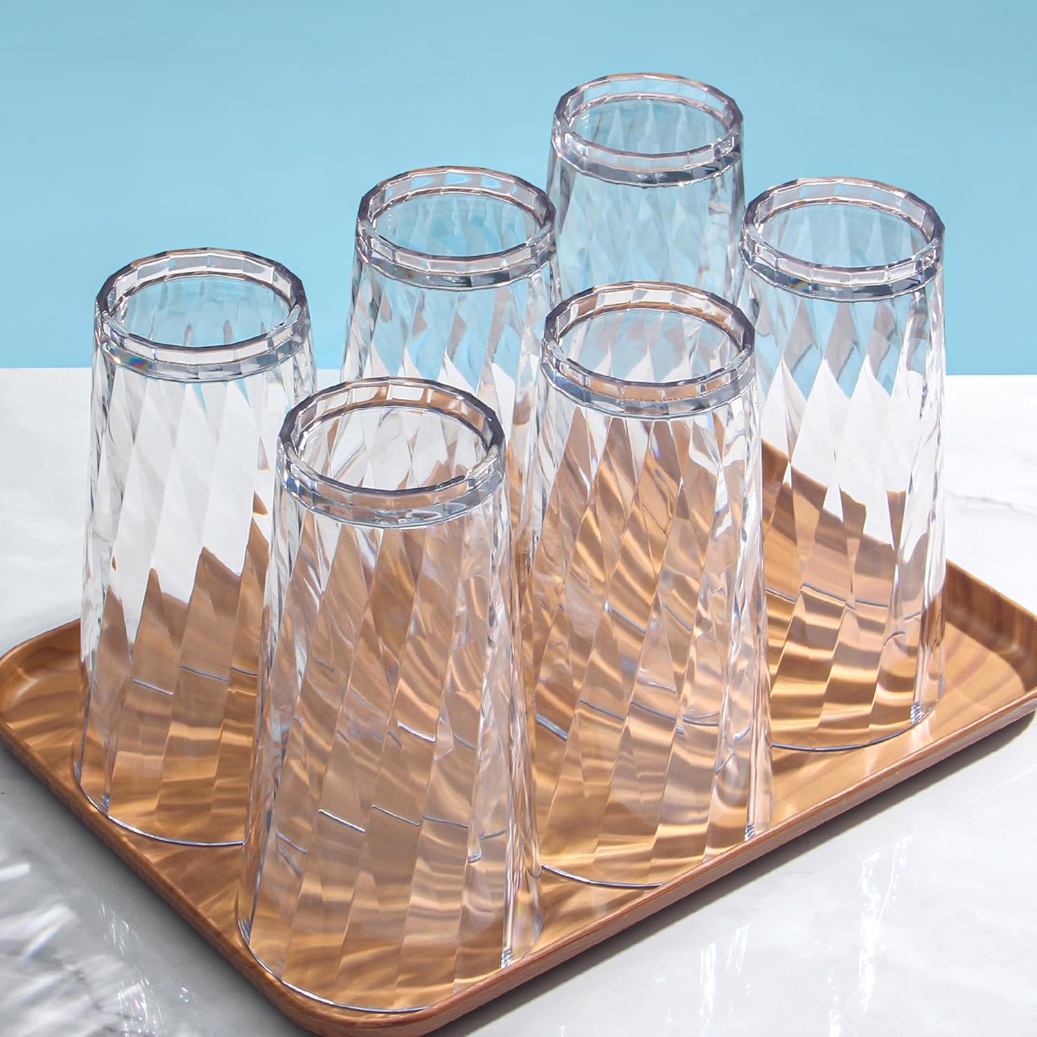 HONGBOLI Unbreakable Shatterproof Plastic Drinking Glasses Set of 6
