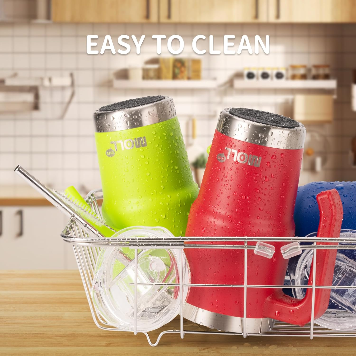 Mollcity Kids Travel Tumbler with Handle Stainless Steel Leak-Proof BPA-Free