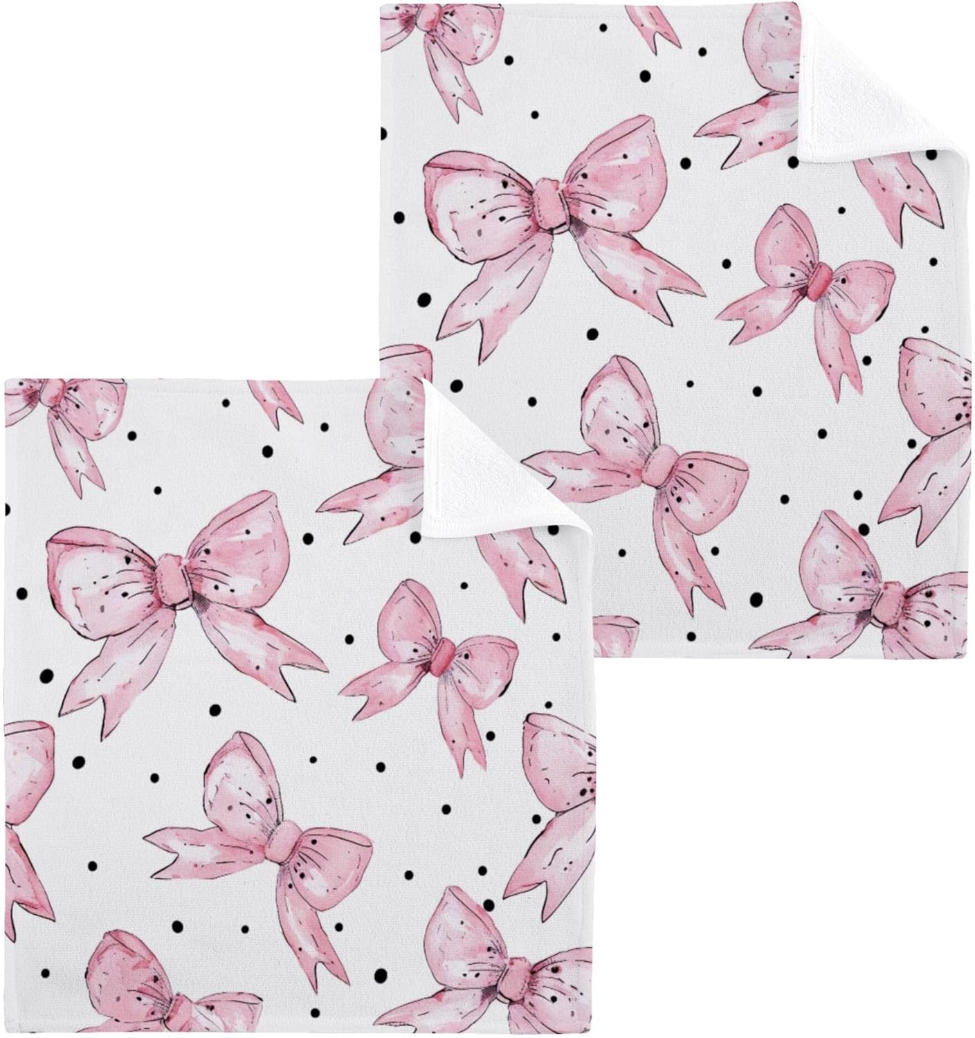 Xigua Bows Washcloths Set of 2 12x12 Inch