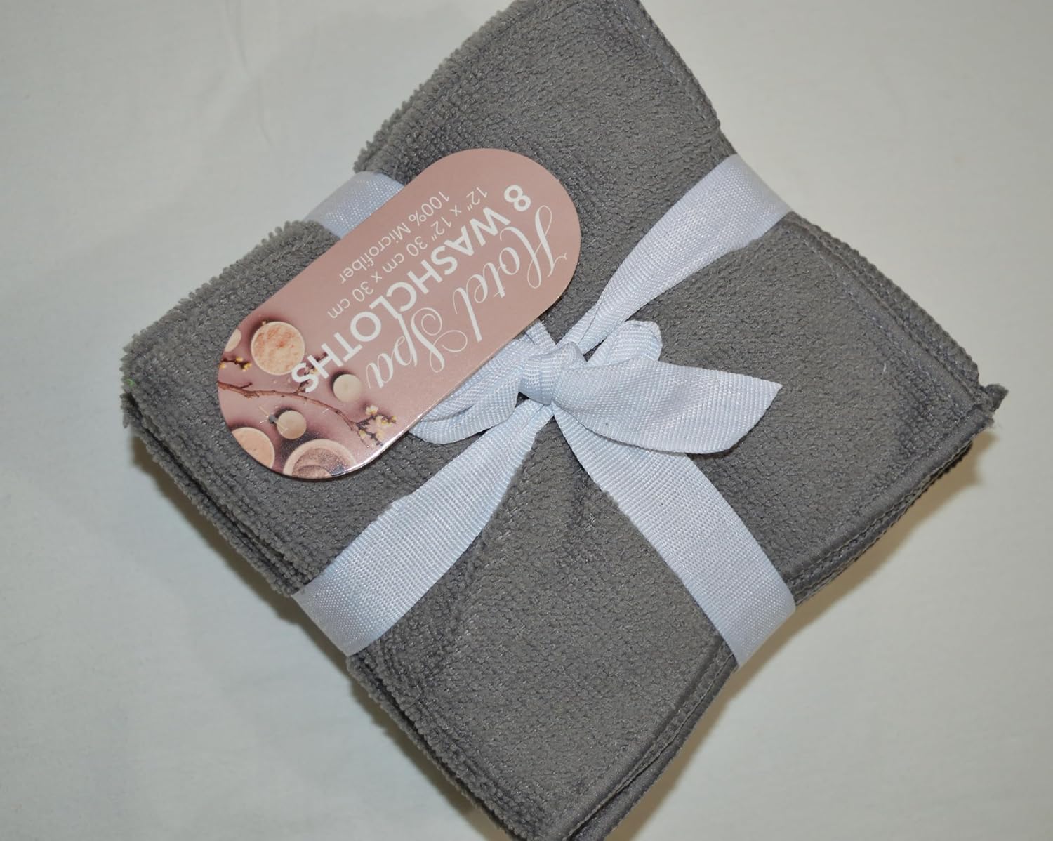 8Pack Microfiber Washcloths Gray White Hotel Washcloths Soft Effective Durable Lint-Free