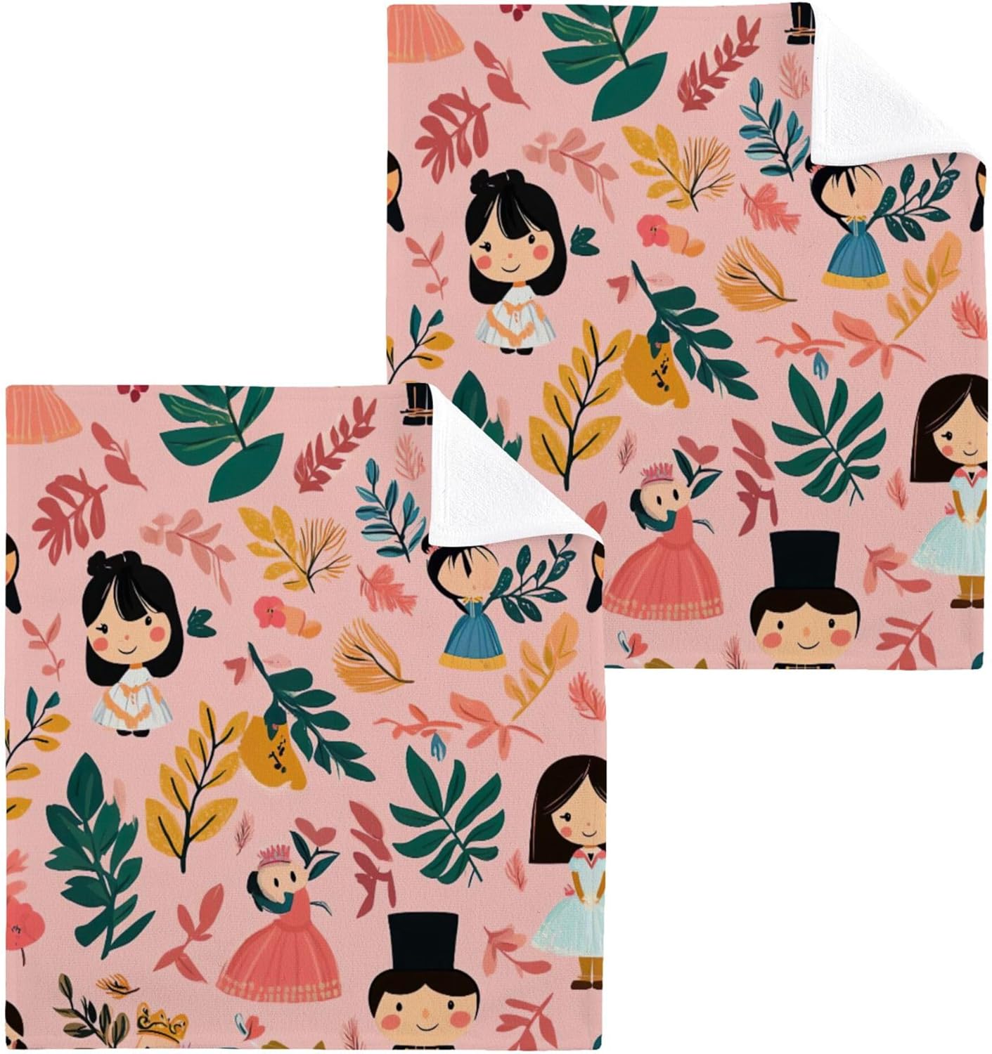 Xigua Cartoon Characters Washcloth SetFast-Drying Towels for Bathroom Kitchen and Travel