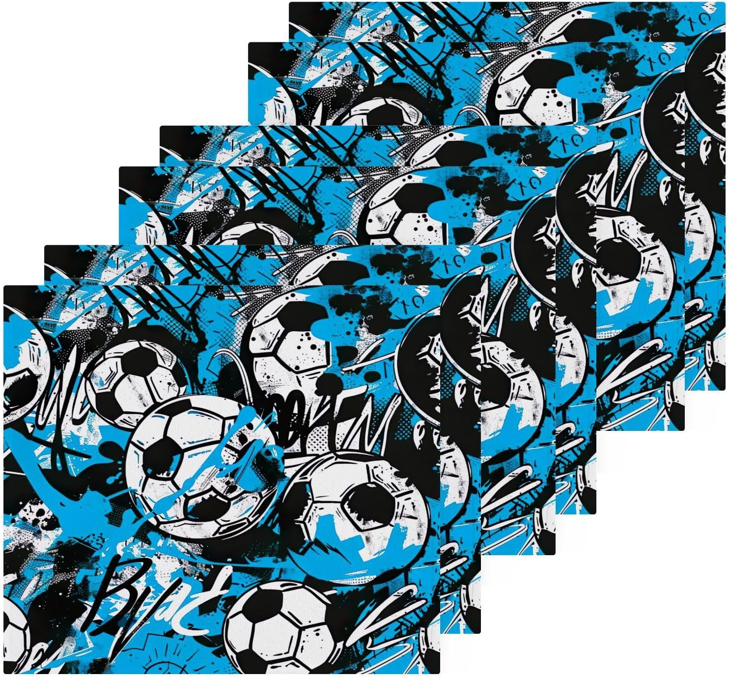 Two-Piece Football Graffiti Washcloth Soft AbsorbentReusable bath towel