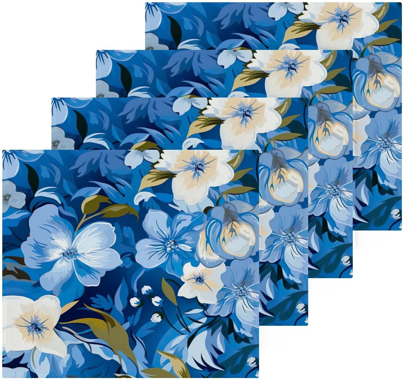 Blue Flower Washcloth Set Reusable Soft for Baby Daily Use