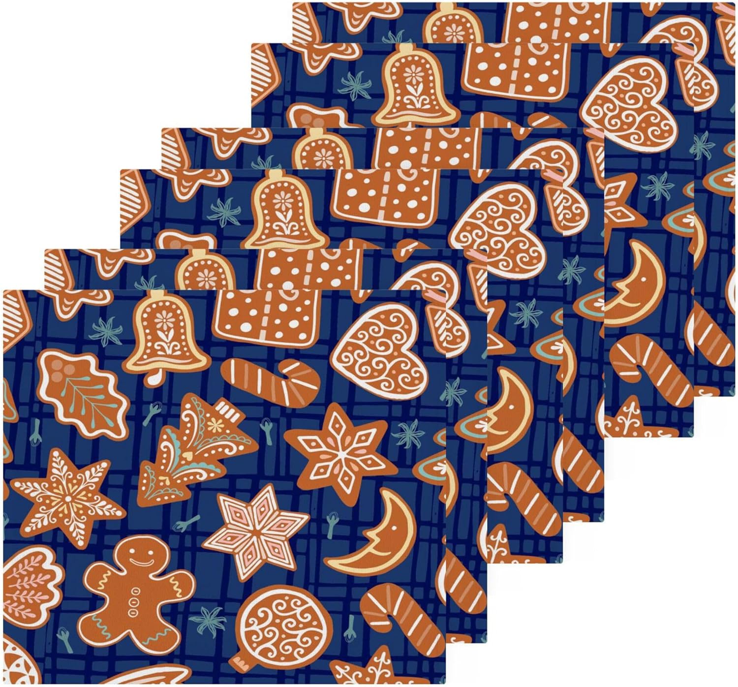 christmas gingerbread man washcloth set with 2-12 pieces