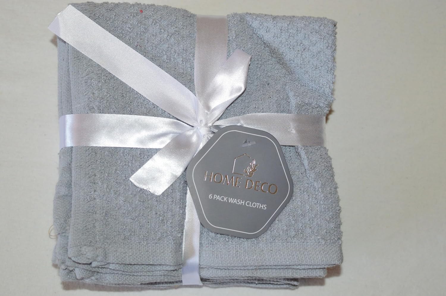 100 Cotton Washcloth Set of 6 12x12 inches Compact gray