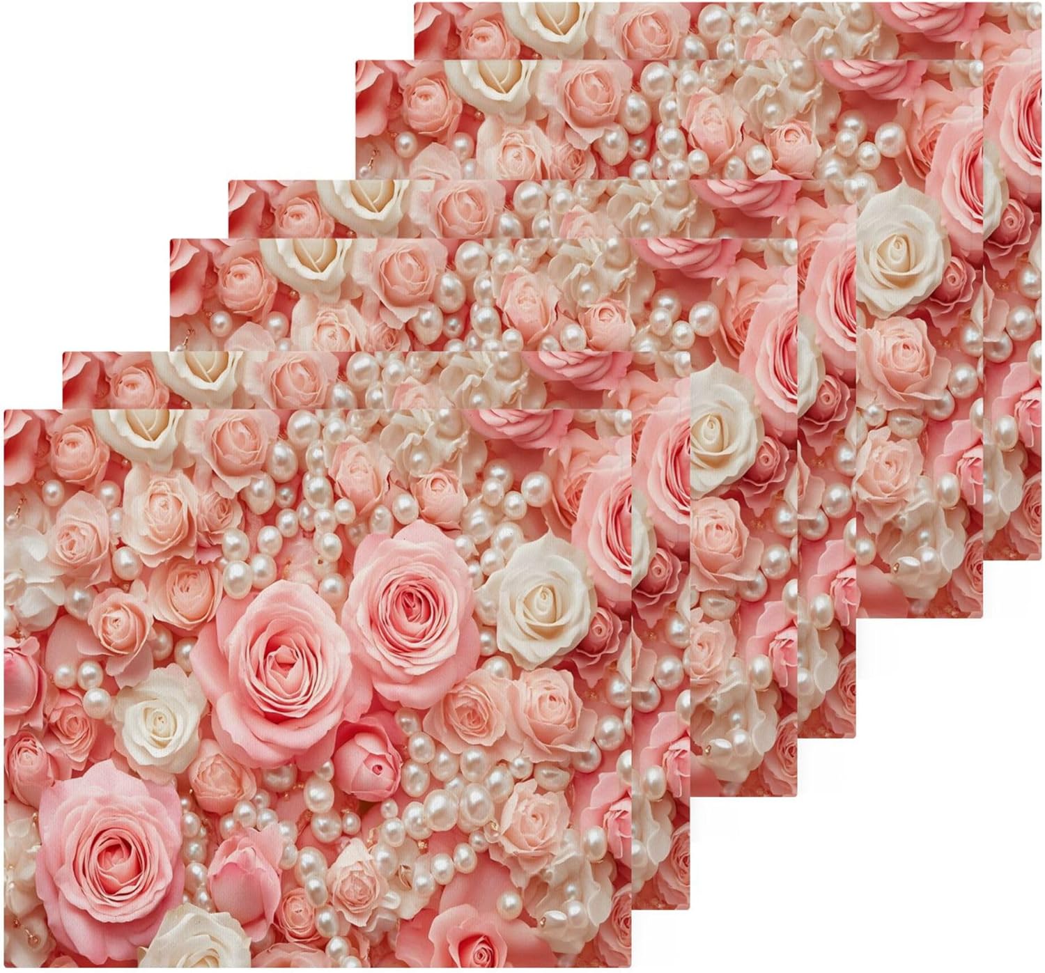 Xigua Roses and Pearls Washcloths Set of 2 1