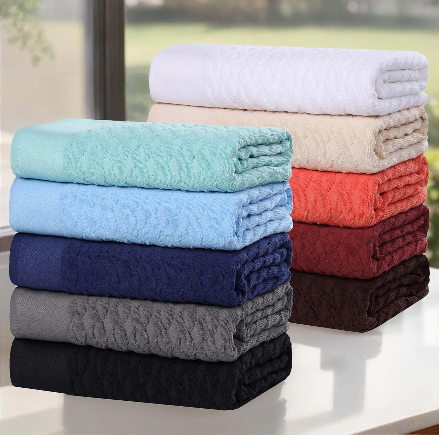 AKSOY MUIRU Jacquard Turkish Cotton Towel Set Perfect for Detimesi