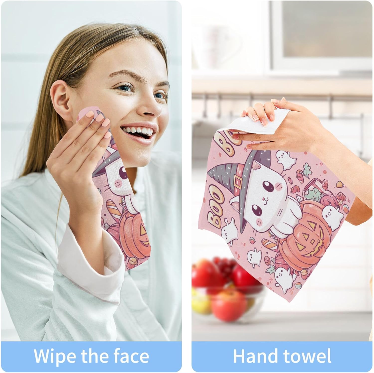 Cute Cat Witch Hat Washcloth Set