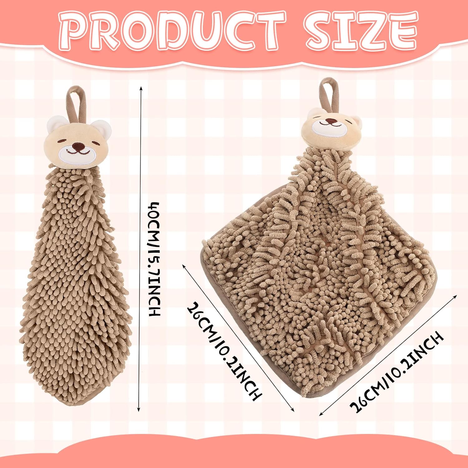 Chumia 9 Pack Cute Chenille Soft Cartoon Animal Hand Towels with Hanging Loopler