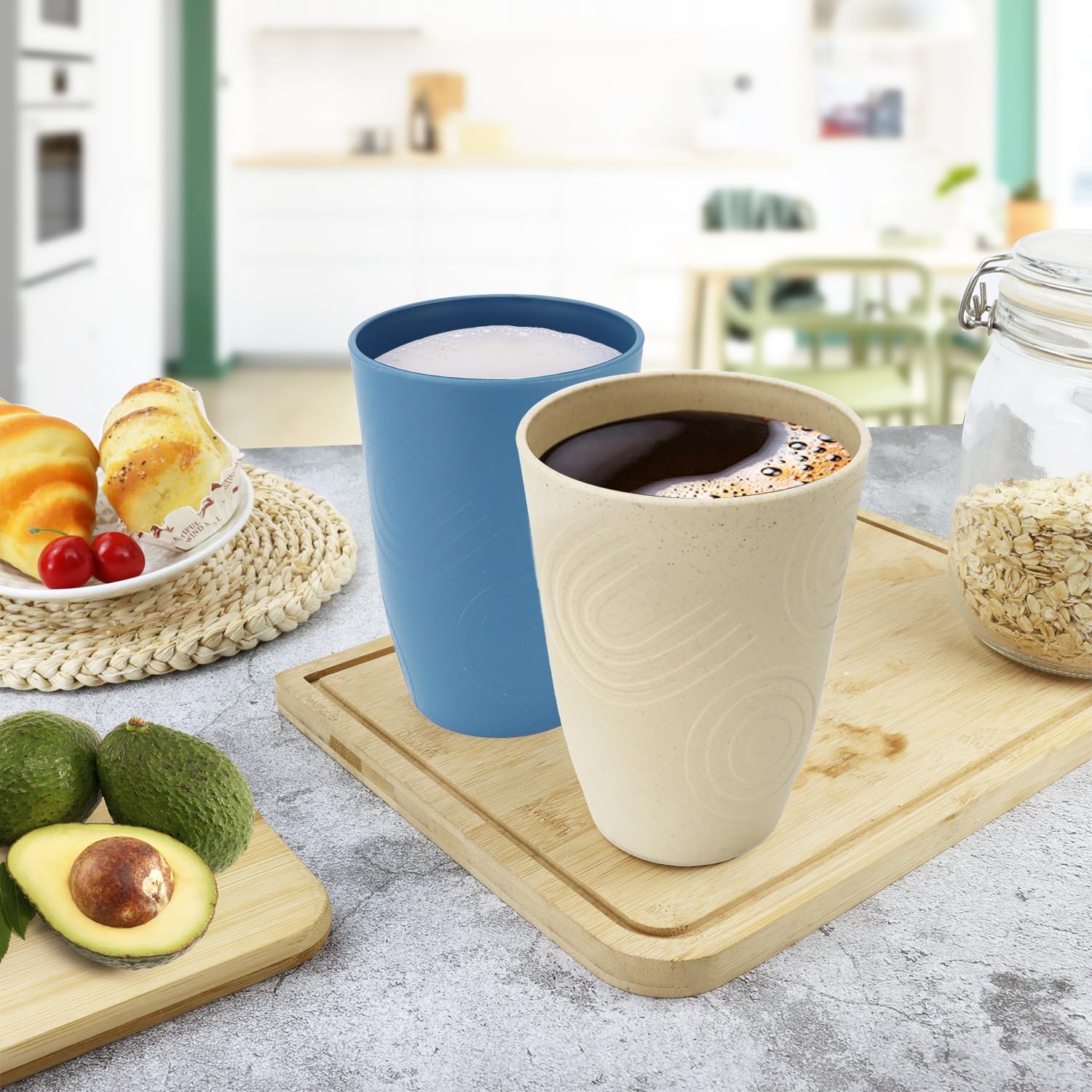 6-Piece Wheat Straw Cups - Reusable Glassware for Kitchen