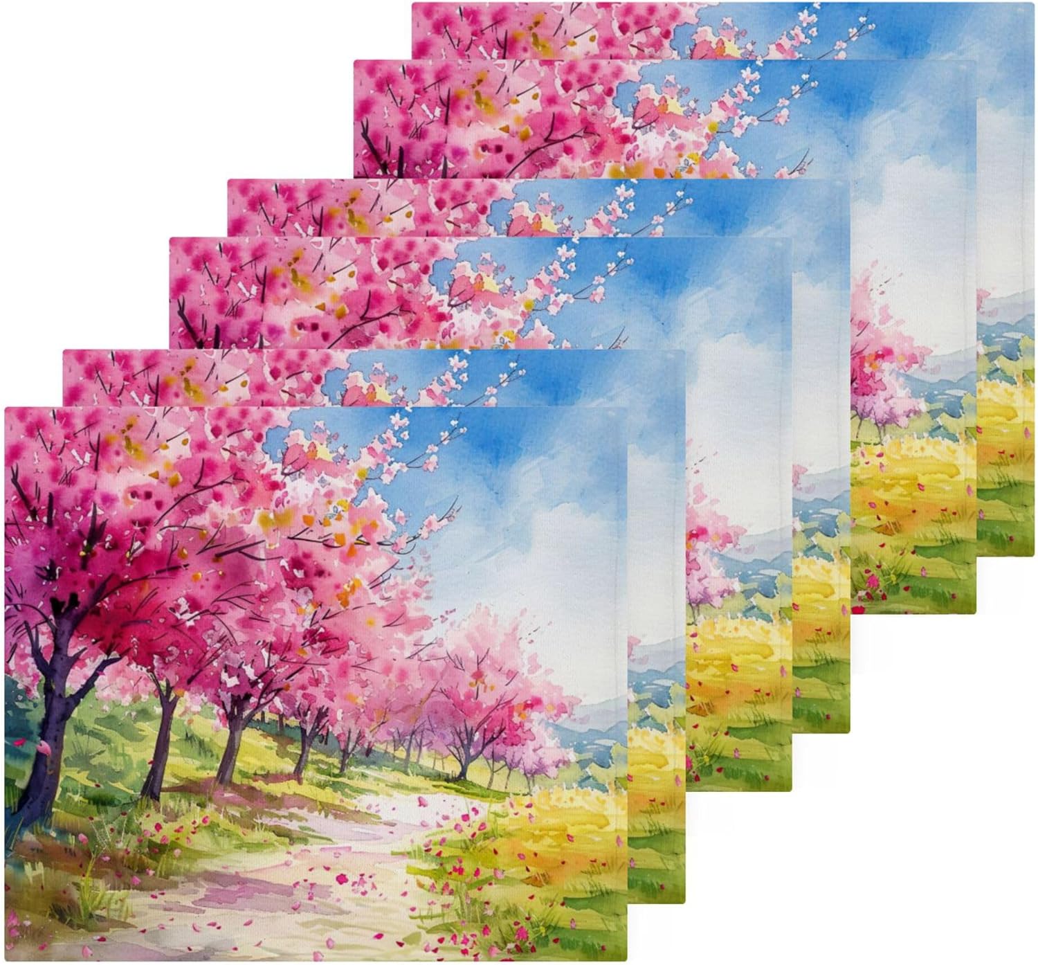Xigua Peach Tree Washcloth Set 12x12 inch Fast Drying