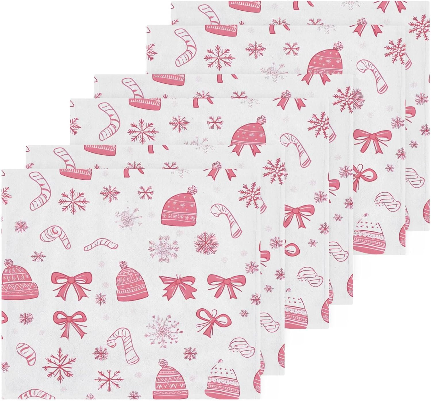 Xigua Christmas Bows Washcloths 12x12 Inch Set of 2