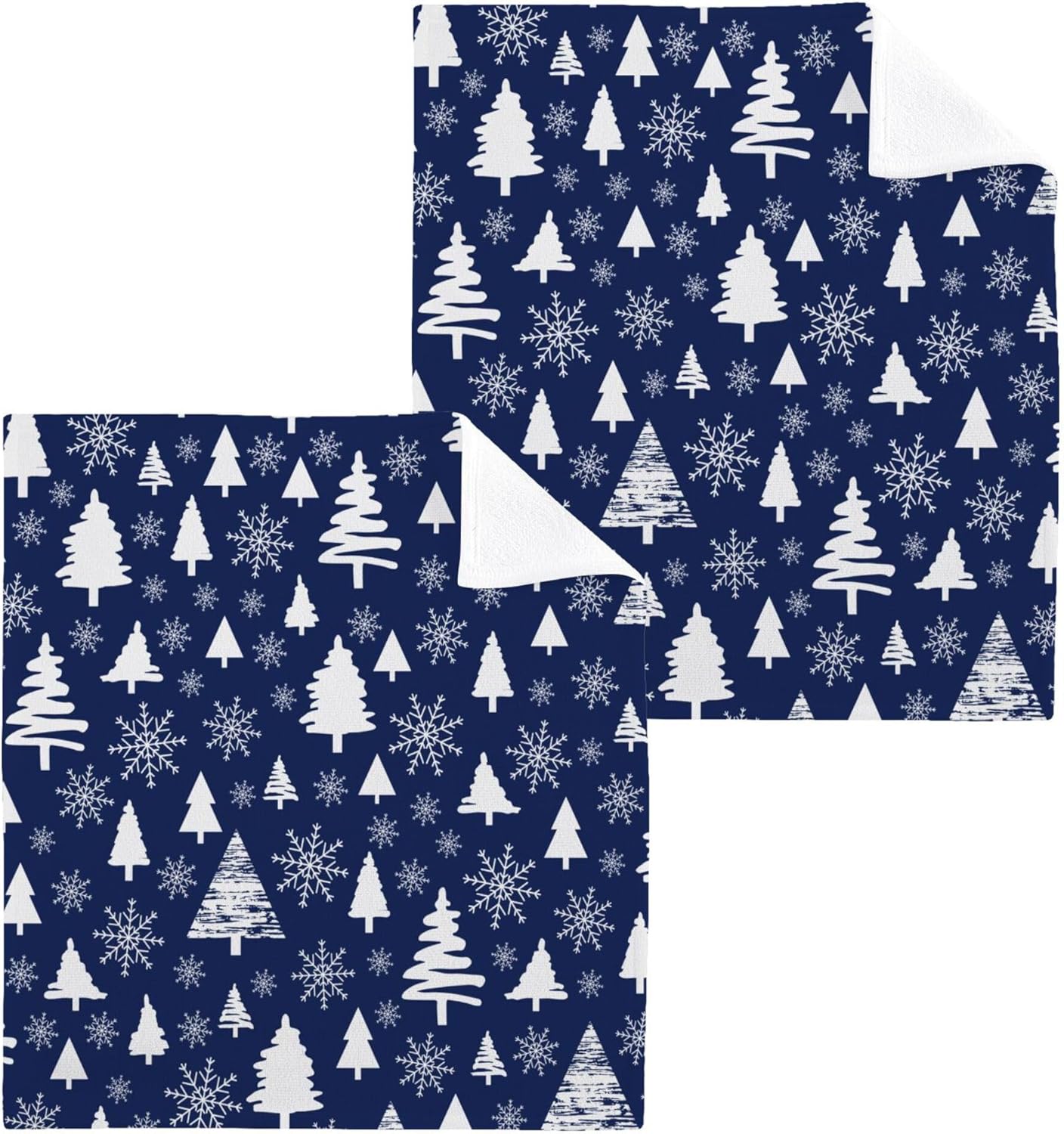 Xigua Christmas Trees Washcloth Set 212 Pcs 12x12inch Fast Drying Multi-Purpose Use