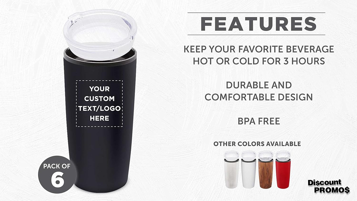 Custom Plastic Tumblers with Lid Insulated Set of 6