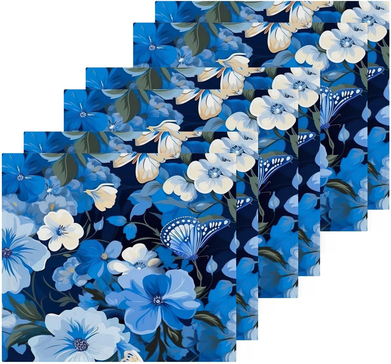 Blue Flower Washcloth Set - Soft Absorbent Reusable Towels for Babies Travelers