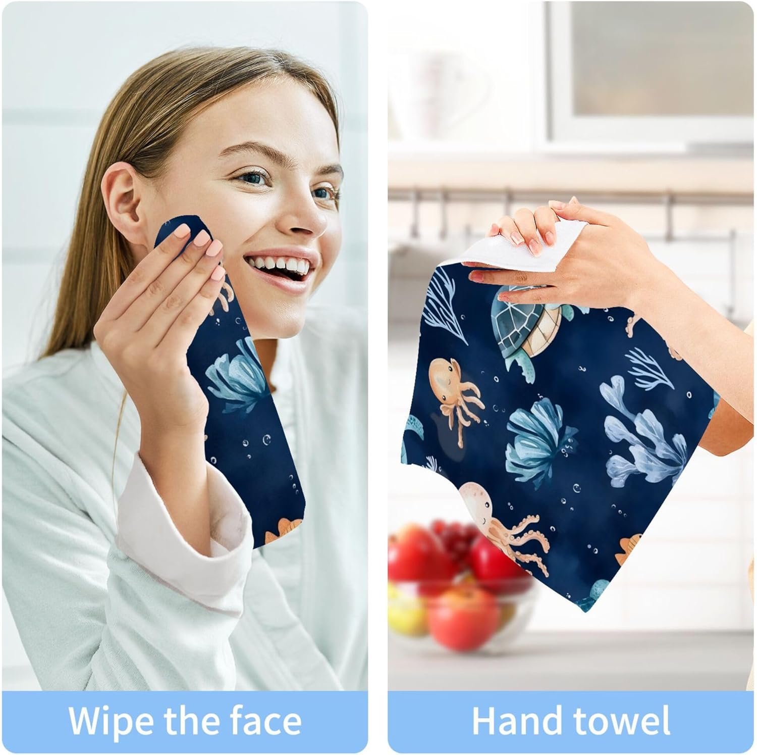 Xigua Watercolor Sea Life Washcloth Set