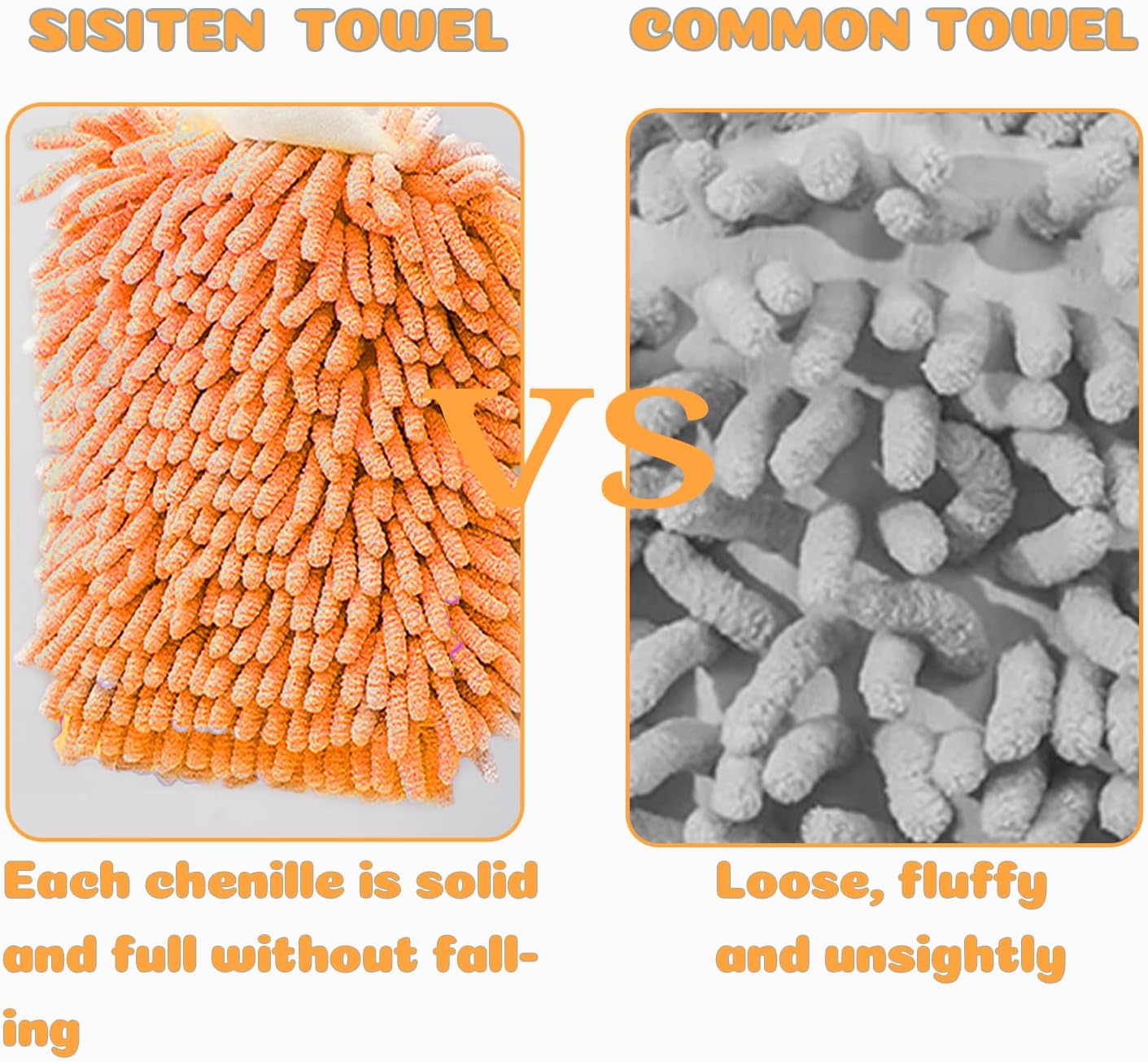 Chenille Hand Towels with Button Loop 2 Packs
