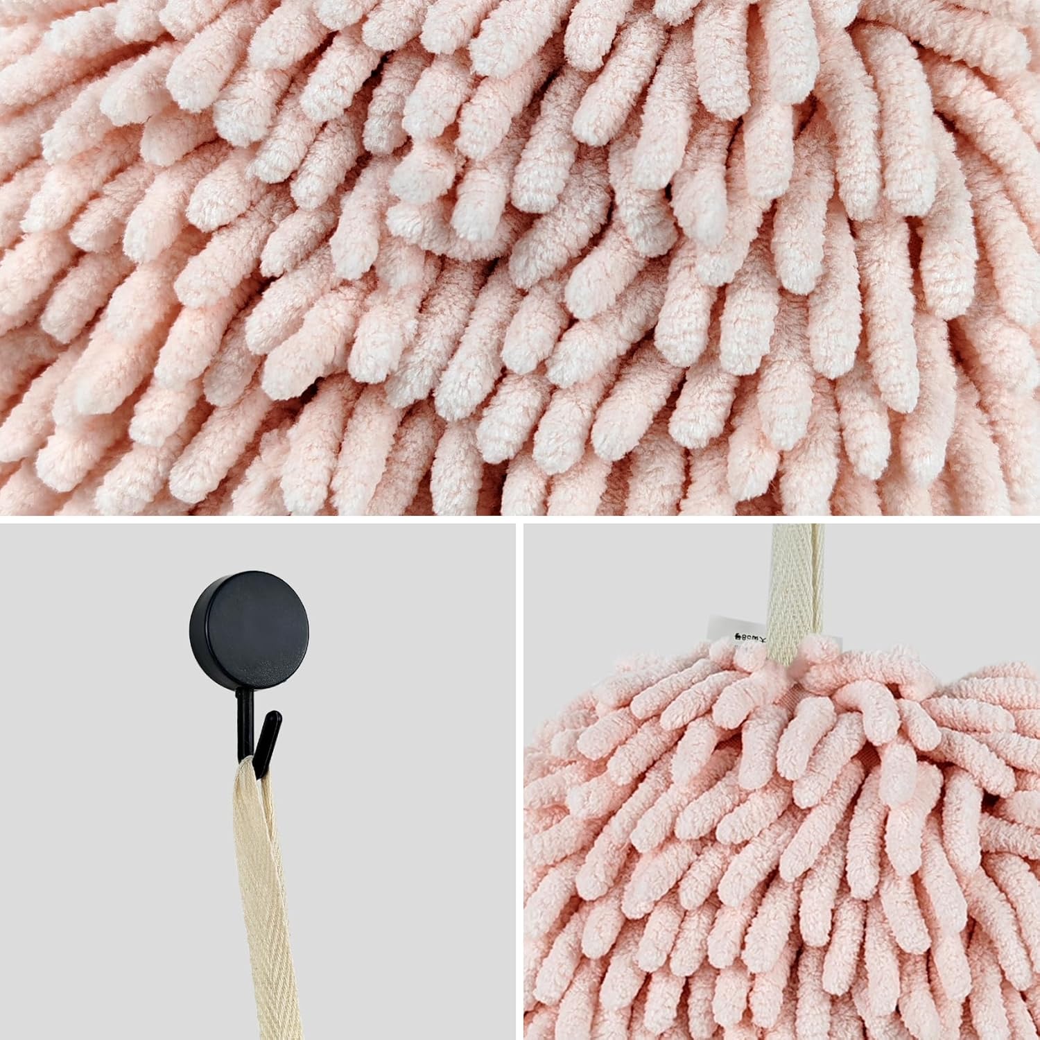 Chenille Fuzzy Ball Hand Towels for the Bathroom - Quick Dry Absorbent