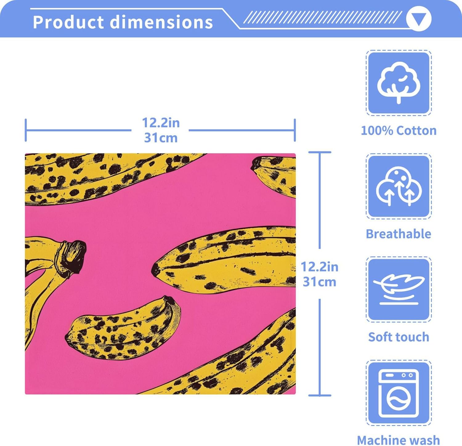 Xigua Yellow Banana Washcloth Set 12x12