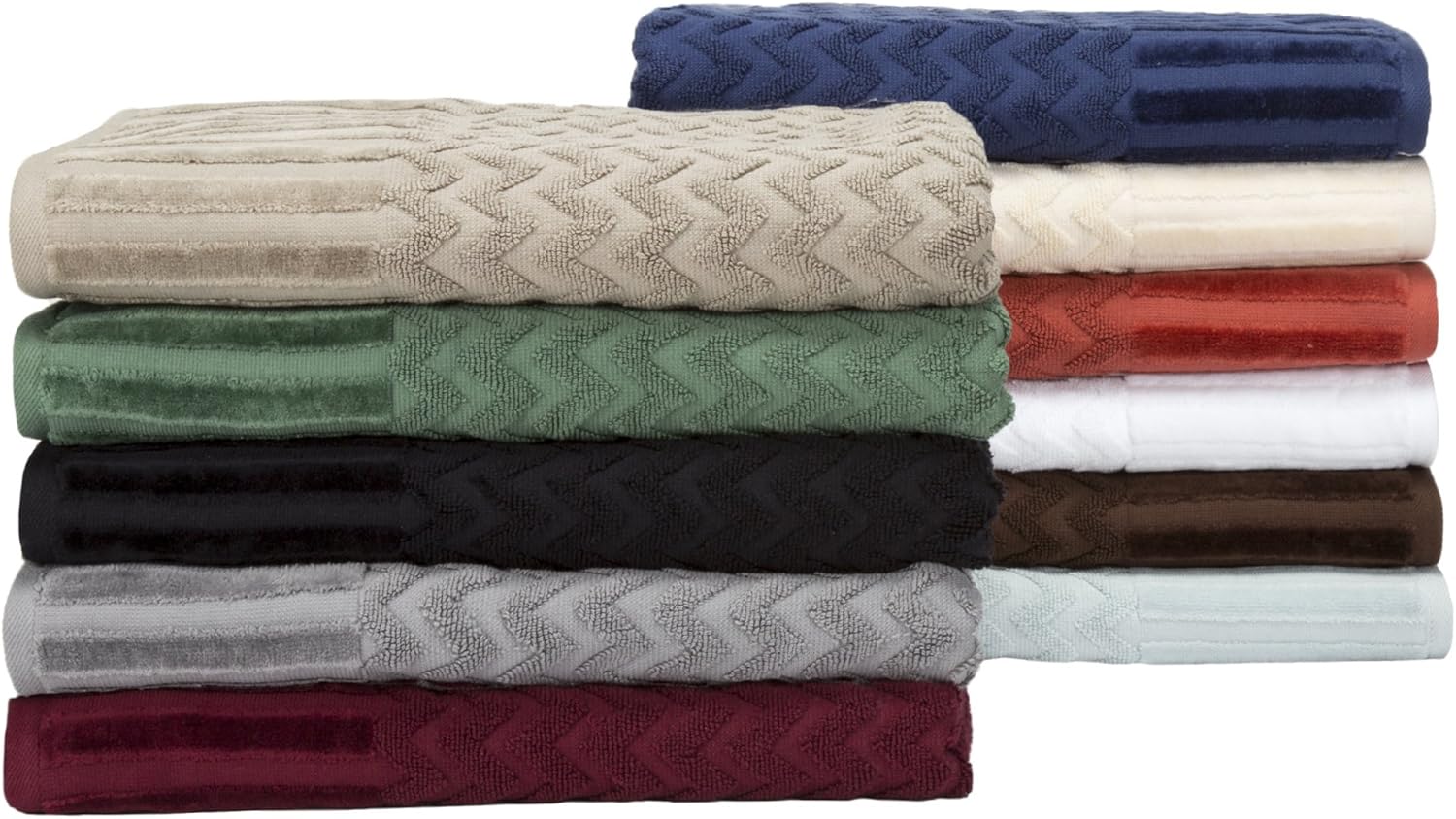6-Piece Cotton Luxurious Chevron Bath Towels for Home and Relaxation White