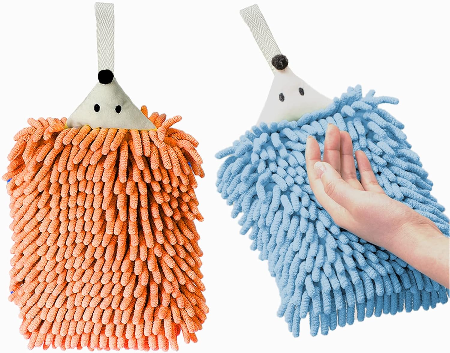 Chenille Hand Towels with Button Loop 2 Packs