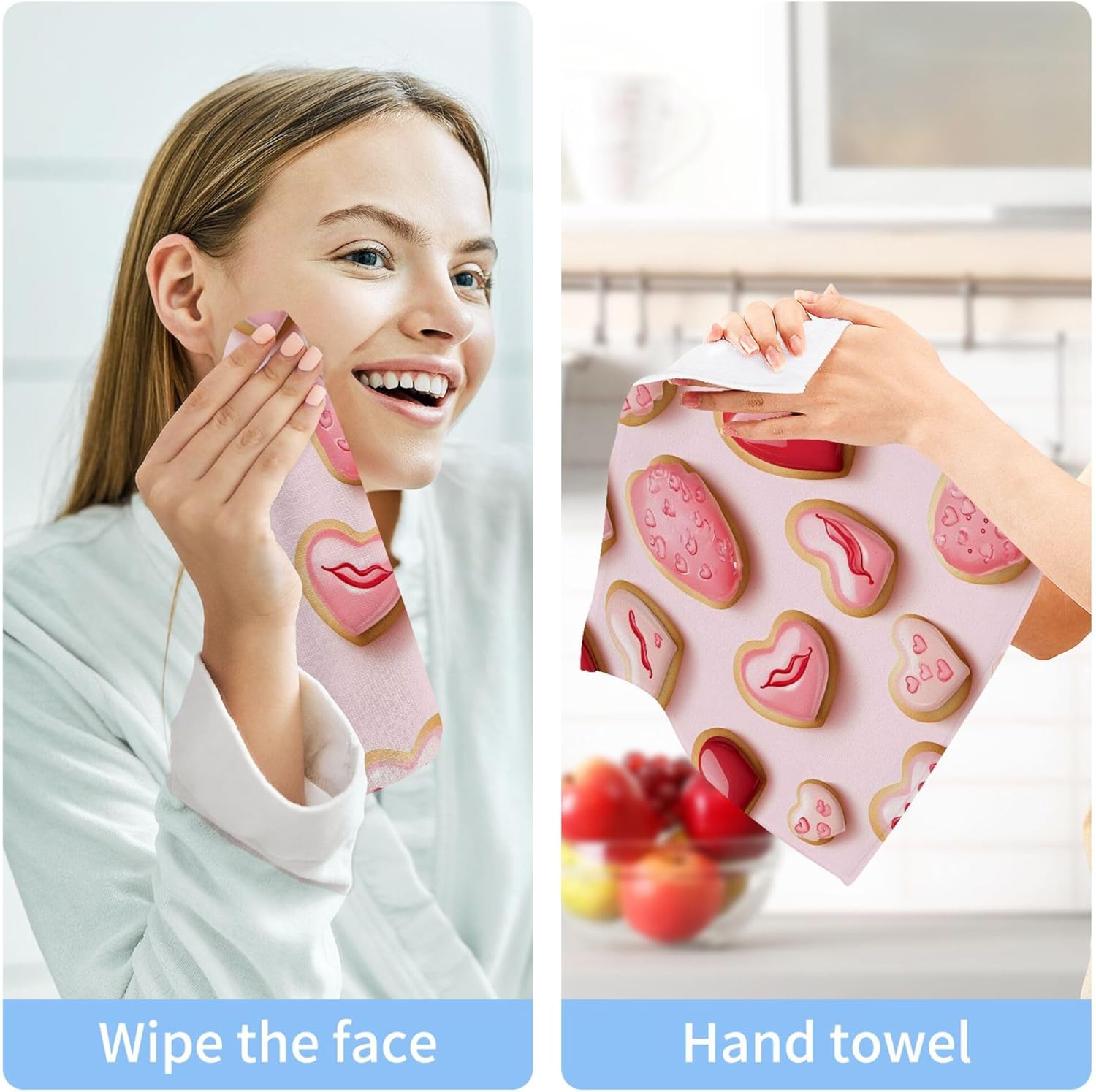 Sweet Valentines Day Cookies Washcloth Set