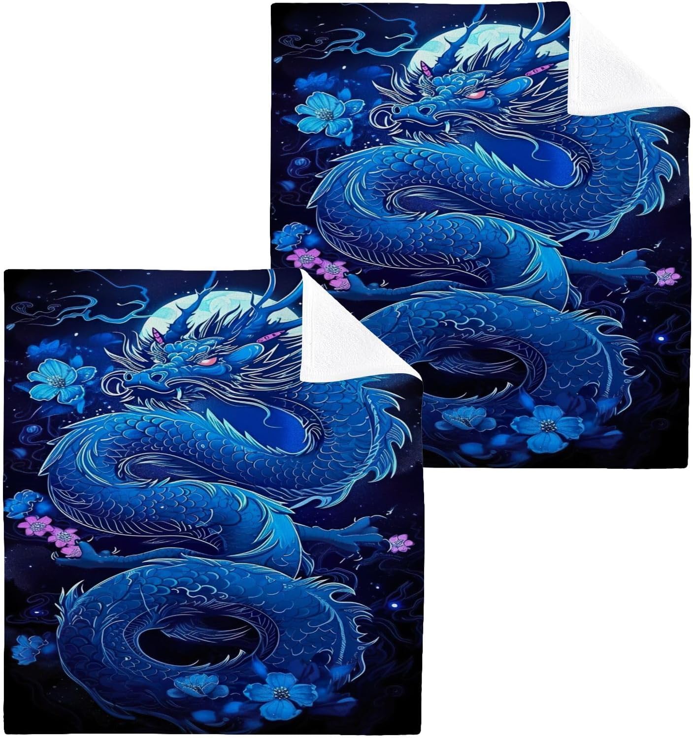 2-Pack Dragon Washcloths Soft Absorbent Baby Face Towels
