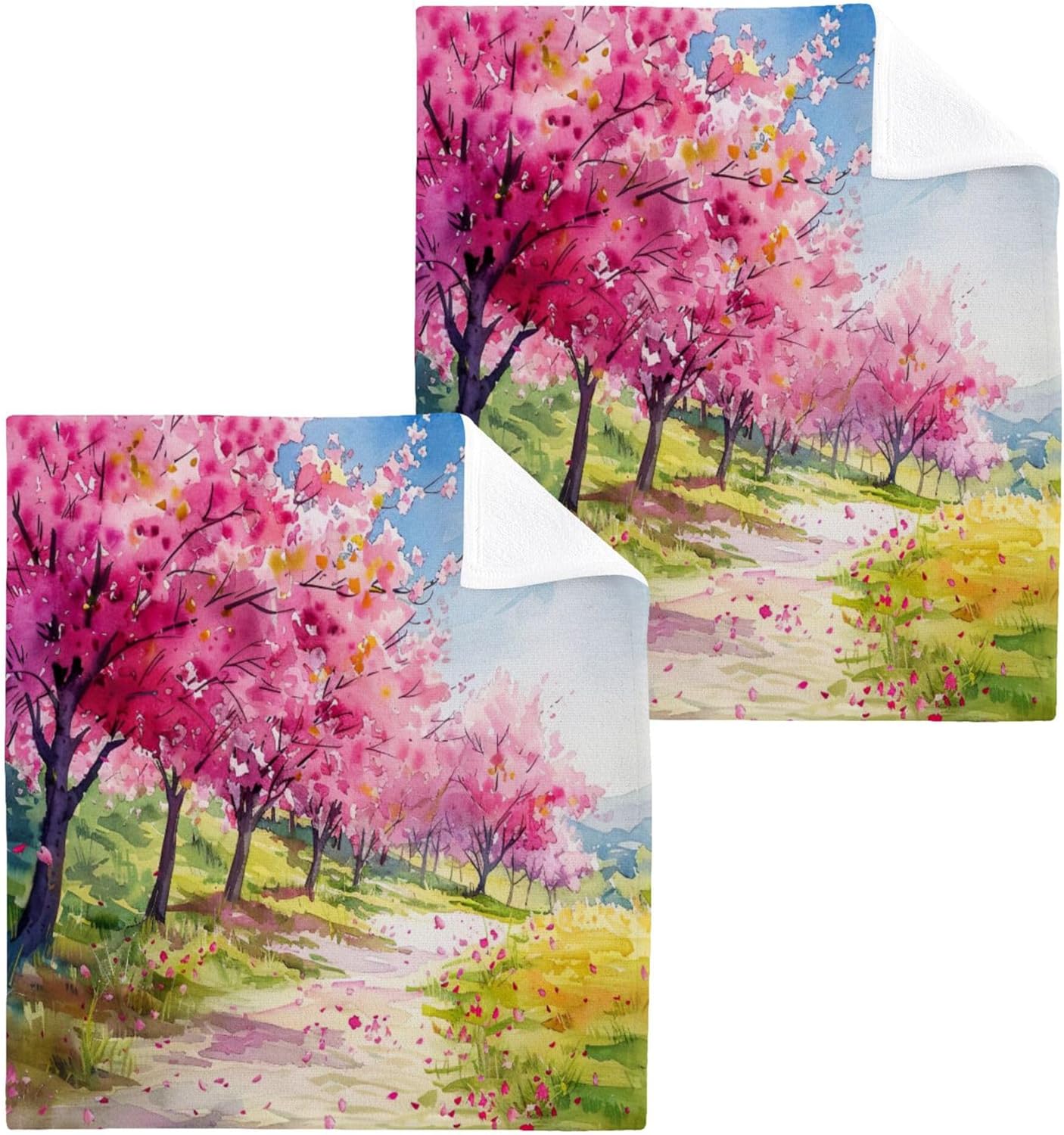 Xigua Peach Tree Washcloth Set 12x12 inch Fast Drying