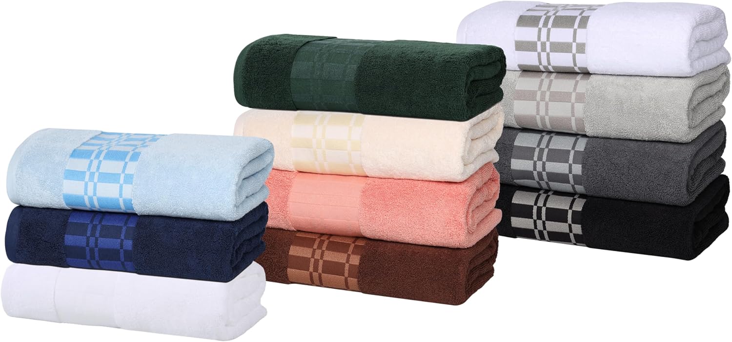 6-Piece Geometric Cotton Towels - Quick Dry Stylish