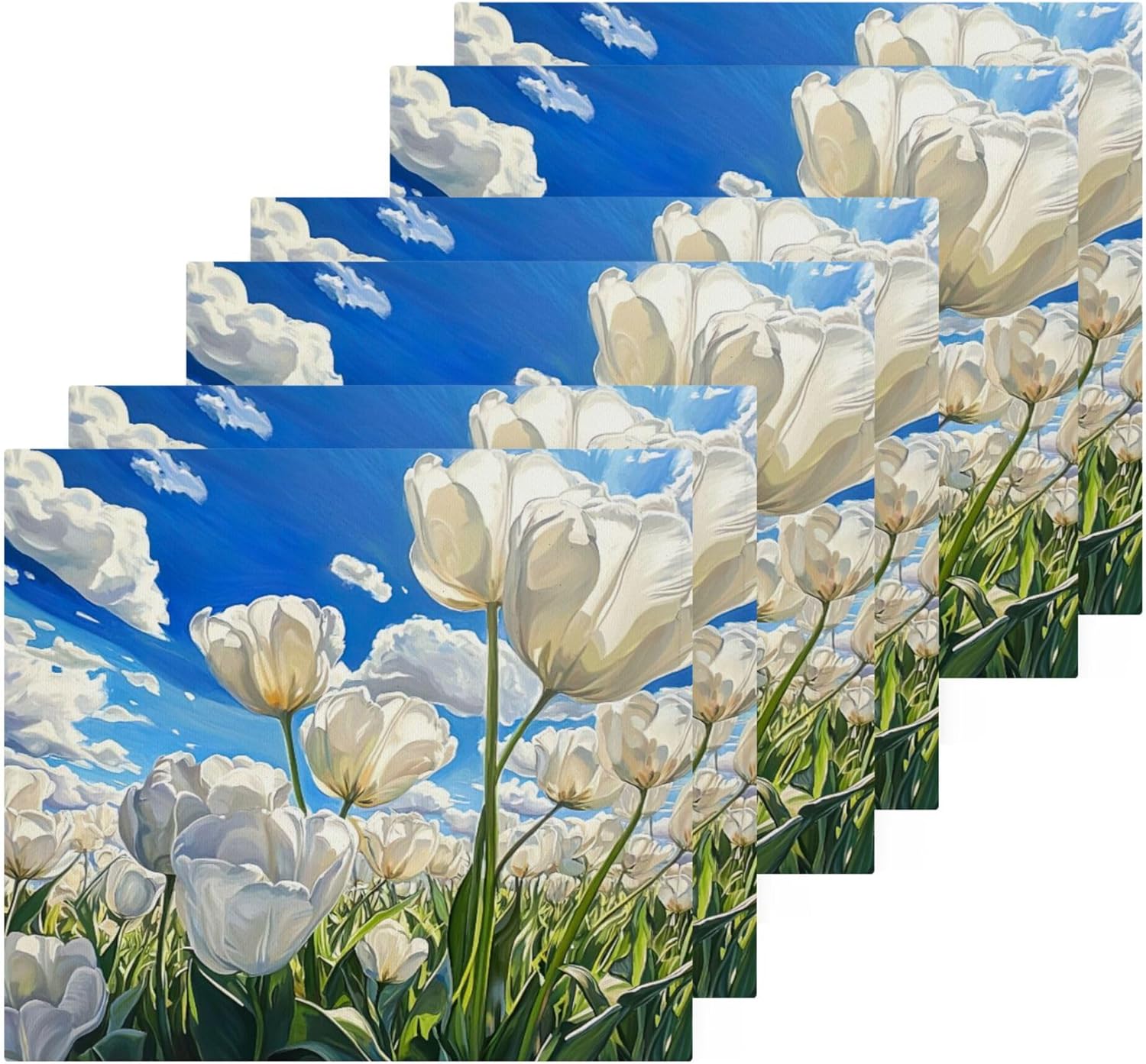 White Tulips Washcloth Set Perfect for Hands Face and Body