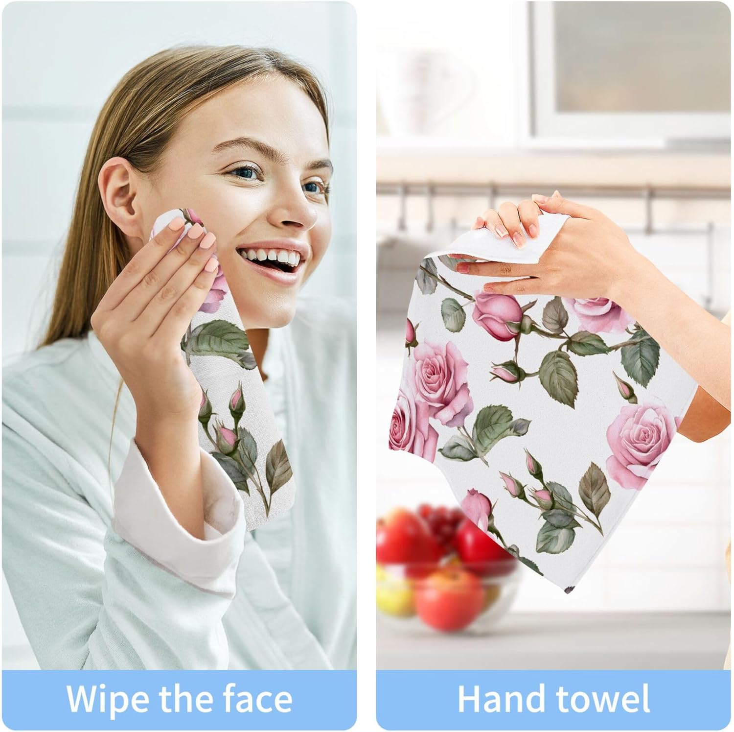 Delightful Xigua Roses Washcloth Set