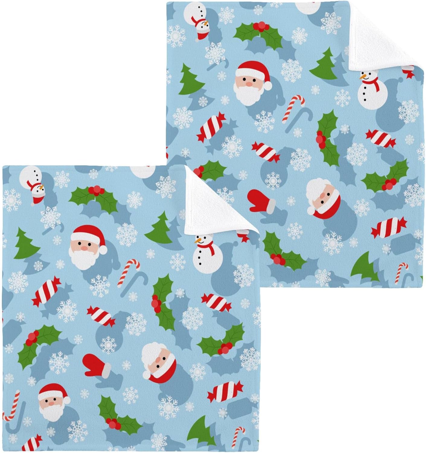 Stylish Christmas Santa Washcloth Set - Eco-Friendly Fast Dry Multi-Purpose Towels