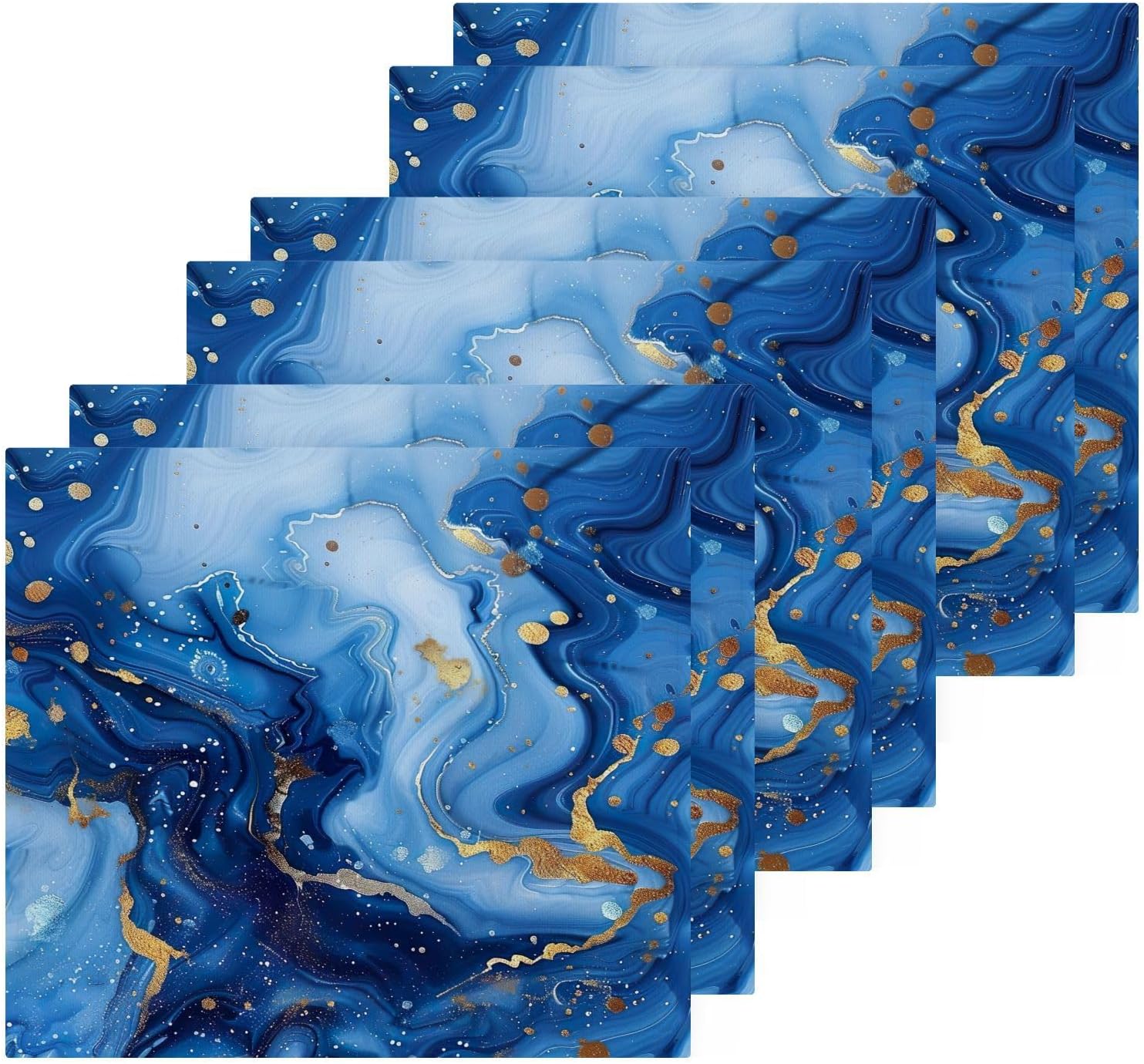 Blue Gold Marble Washcloths 2 Pack